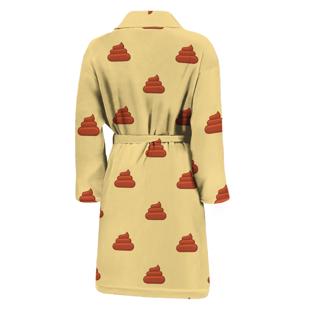 Brown Poop Pattern Print Men's Bathrobe