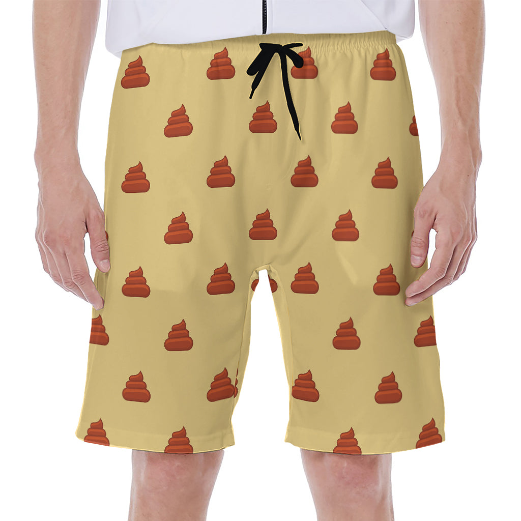 Brown Poop Pattern Print Men's Beach Shorts