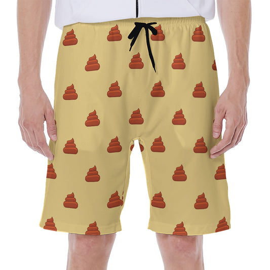 Brown Poop Pattern Print Men's Beach Shorts