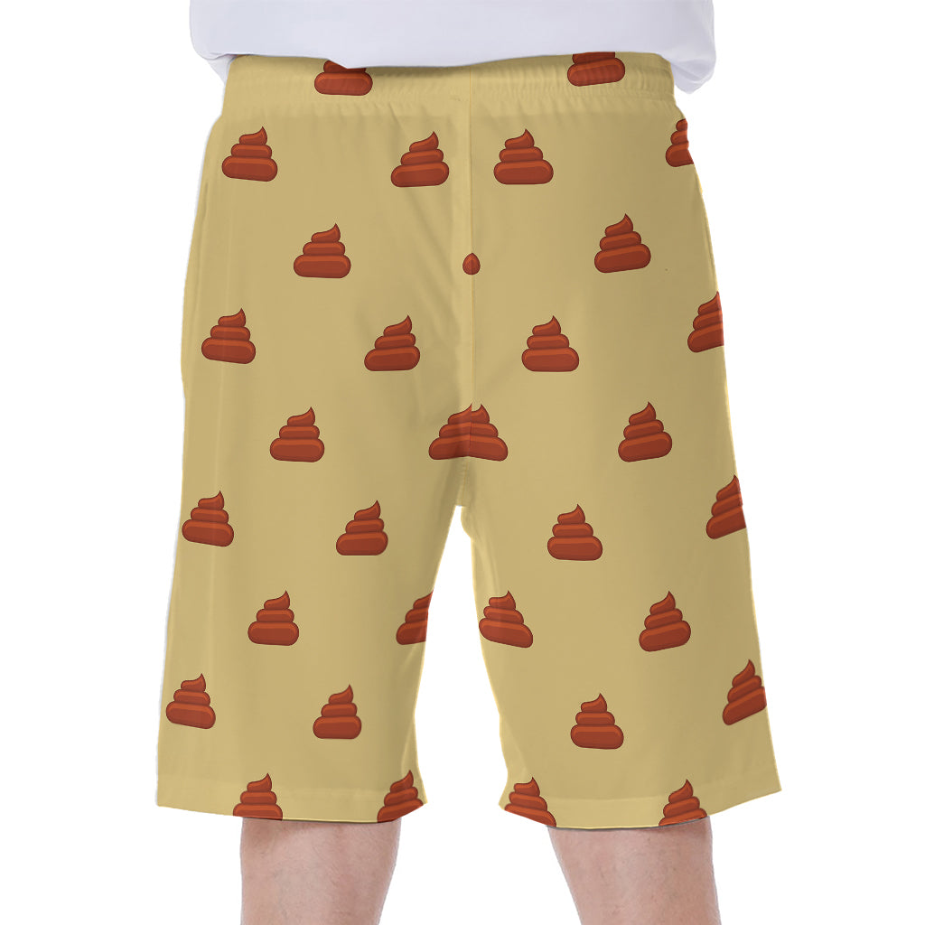 Brown Poop Pattern Print Men's Beach Shorts