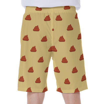 Brown Poop Pattern Print Men's Beach Shorts