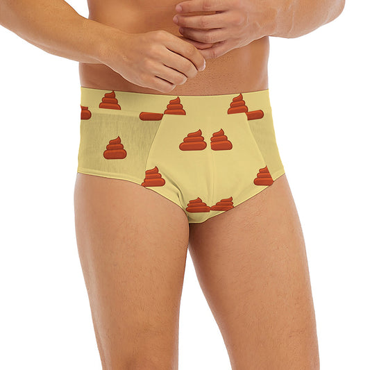 Brown Poop Pattern Print Men's Briefs