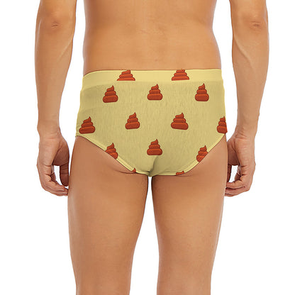 Brown Poop Pattern Print Men's Briefs