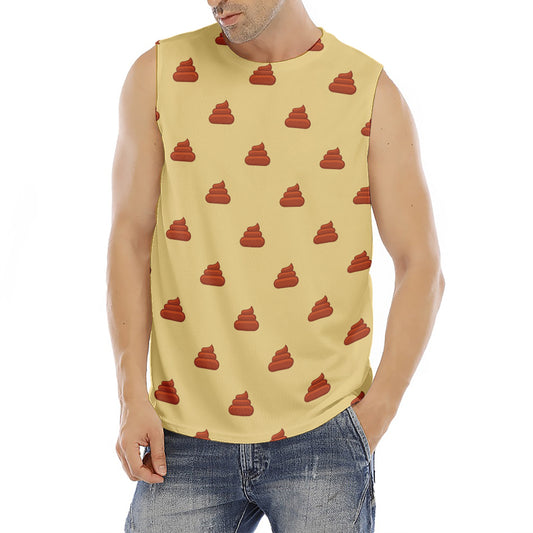 Brown Poop Pattern Print Men's Fitness Tank Top