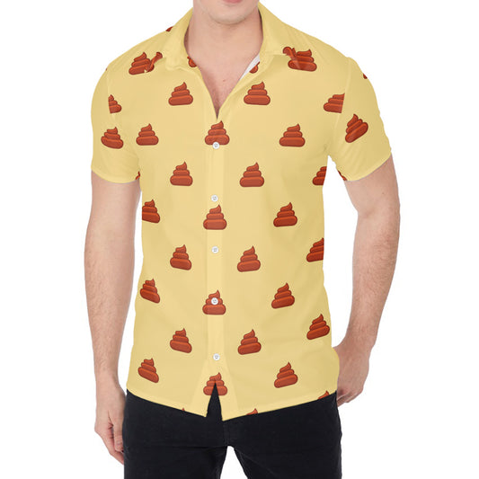 Brown Poop Pattern Print Men's Shirt