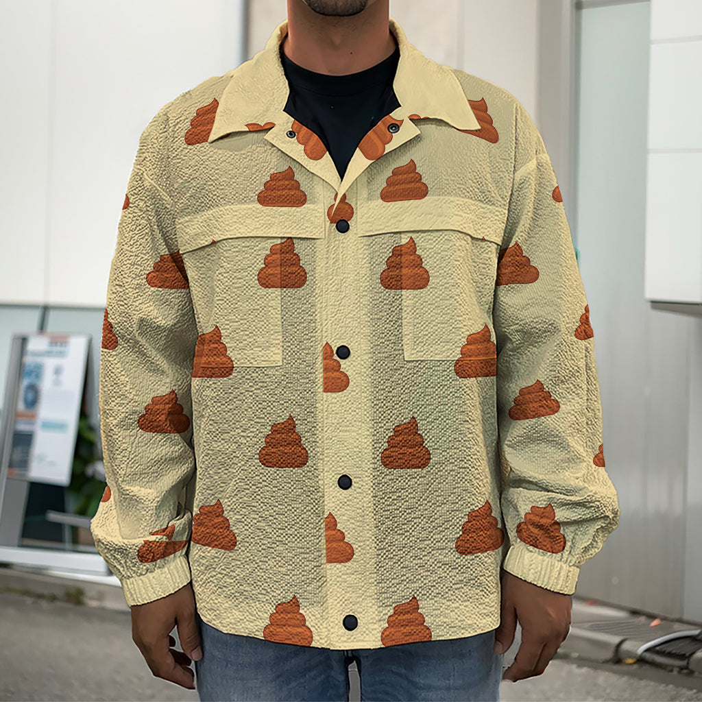 Brown Poop Pattern Print Men's Shirt Jacket