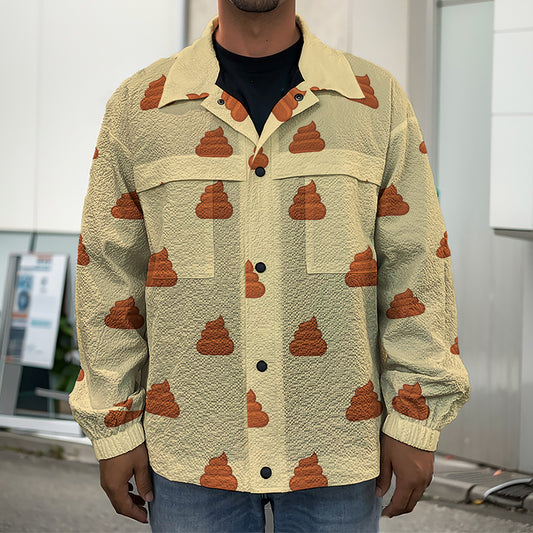 Brown Poop Pattern Print Men's Shirt Jacket