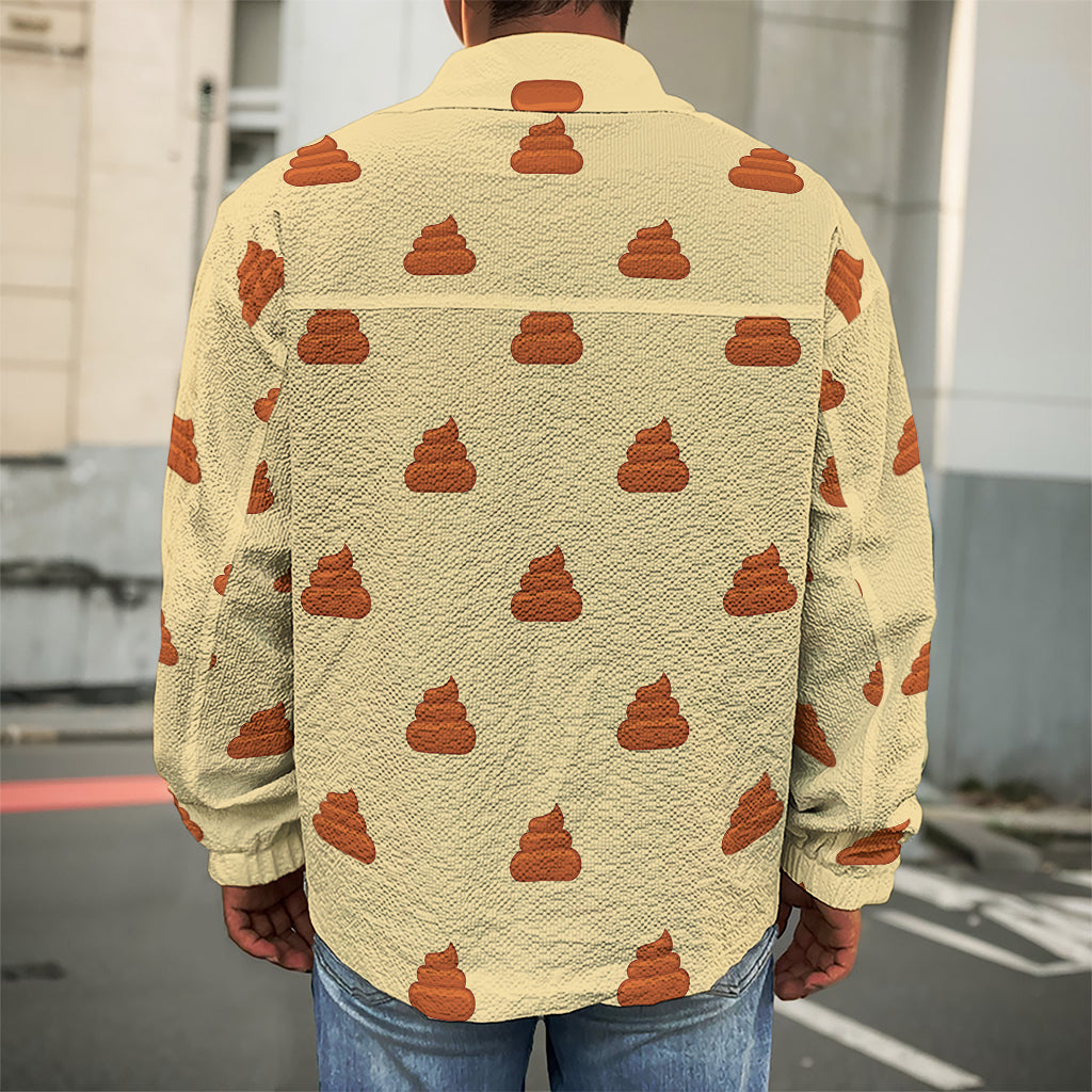 Brown Poop Pattern Print Men's Shirt Jacket