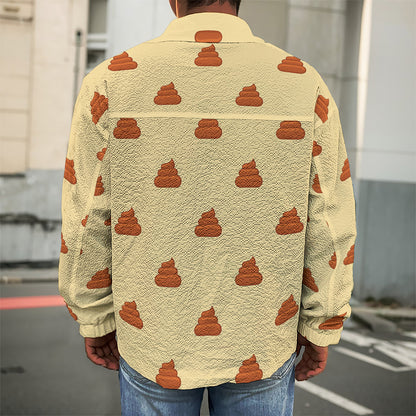 Brown Poop Pattern Print Men's Shirt Jacket