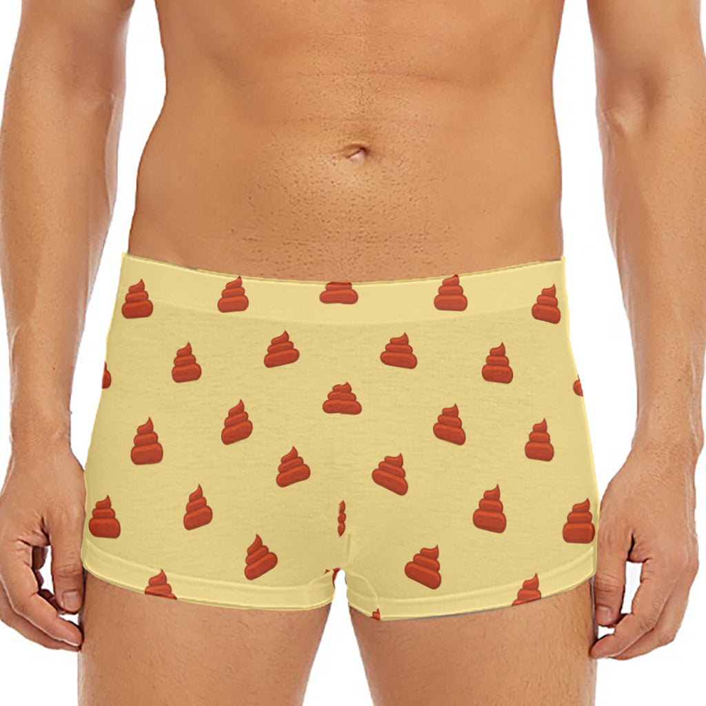 Brown Poop Pattern Print Men's Short Boxer Briefs
