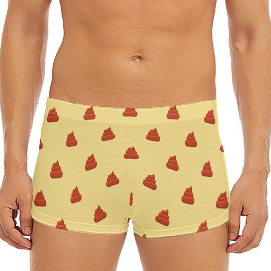 Brown Poop Pattern Print Men's Short Boxer Briefs