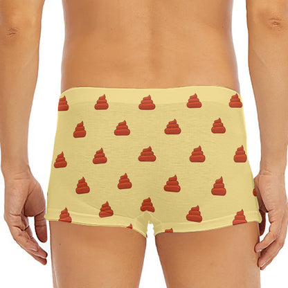 Brown Poop Pattern Print Men's Short Boxer Briefs