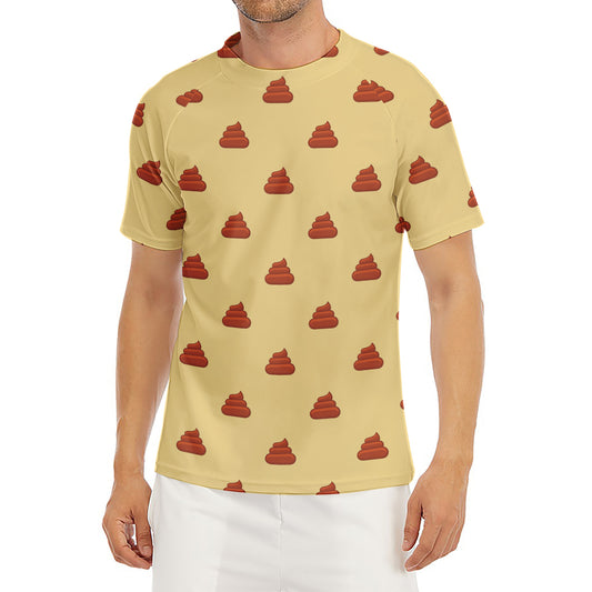 Brown Poop Pattern Print Men's Short Sleeve Rash Guard