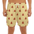 Brown Poop Pattern Print Men's Split Running Shorts