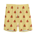 Brown Poop Pattern Print Men's Athletic Shorts