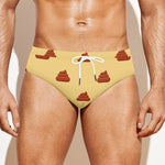 Brown Poop Pattern Print Men's Swim Briefs
