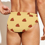 Brown Poop Pattern Print Men's Swim Briefs