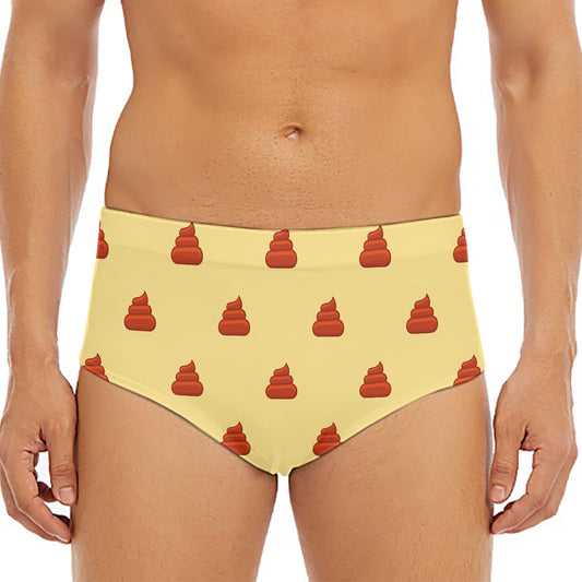 Brown Poop Pattern Print Men's Triangle Swim Briefs