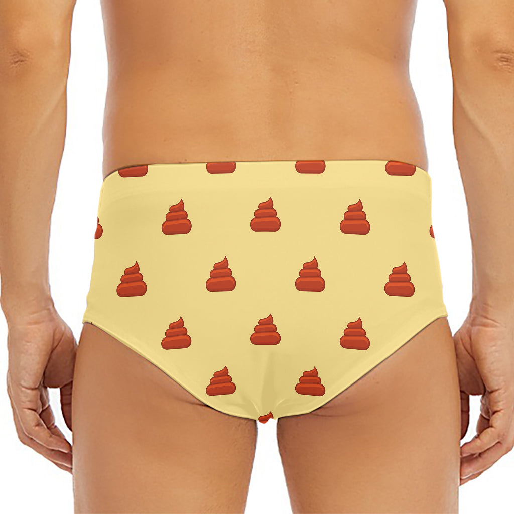 Brown Poop Pattern Print Men's Triangle Swim Briefs