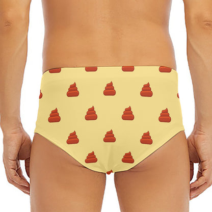 Brown Poop Pattern Print Men's Triangle Swim Briefs