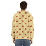 Brown Poop Pattern Print Men's Velvet Pullover Hoodie