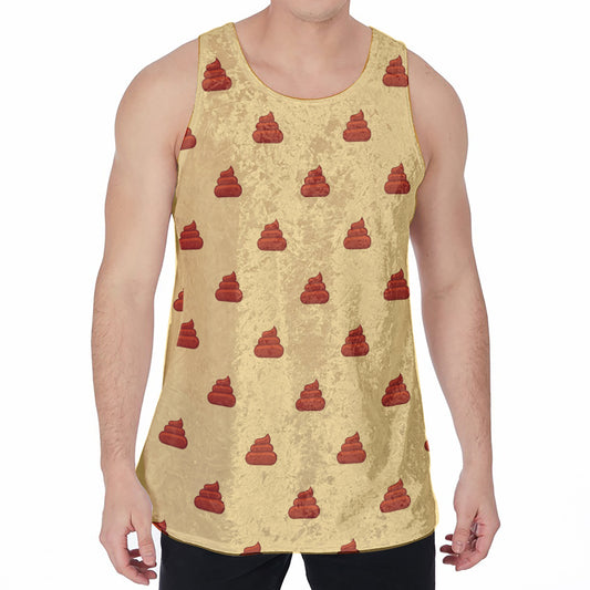 Brown Poop Pattern Print Men's Velvet Tank Top