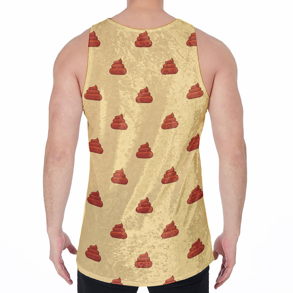 Brown Poop Pattern Print Men's Velvet Tank Top