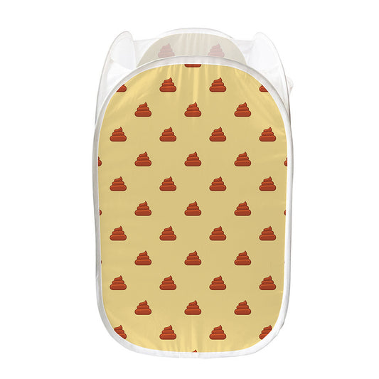 Brown Poop Pattern Print Mesh Laundry Hamper