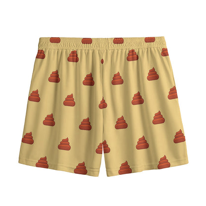 Brown Poop Pattern Print Mesh Shorts