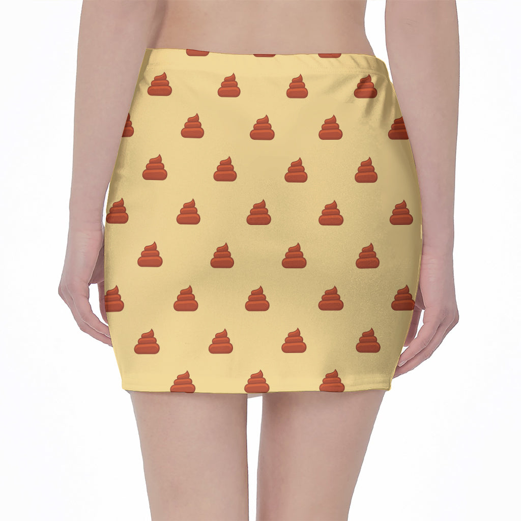 Brown Poop Pattern Print Pencil Mini Skirt