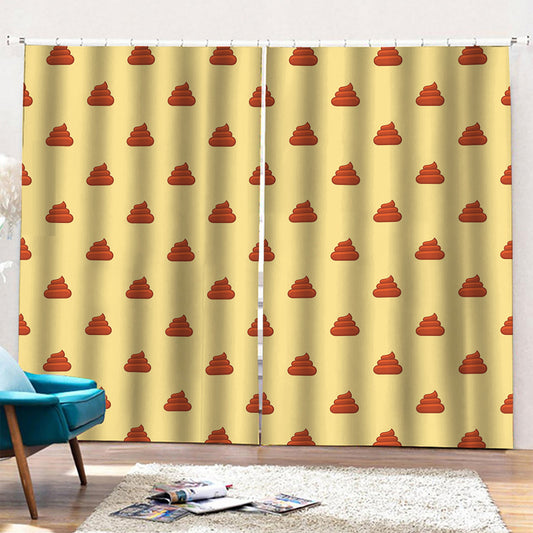Brown Poop Pattern Print Pencil Pleat Curtains