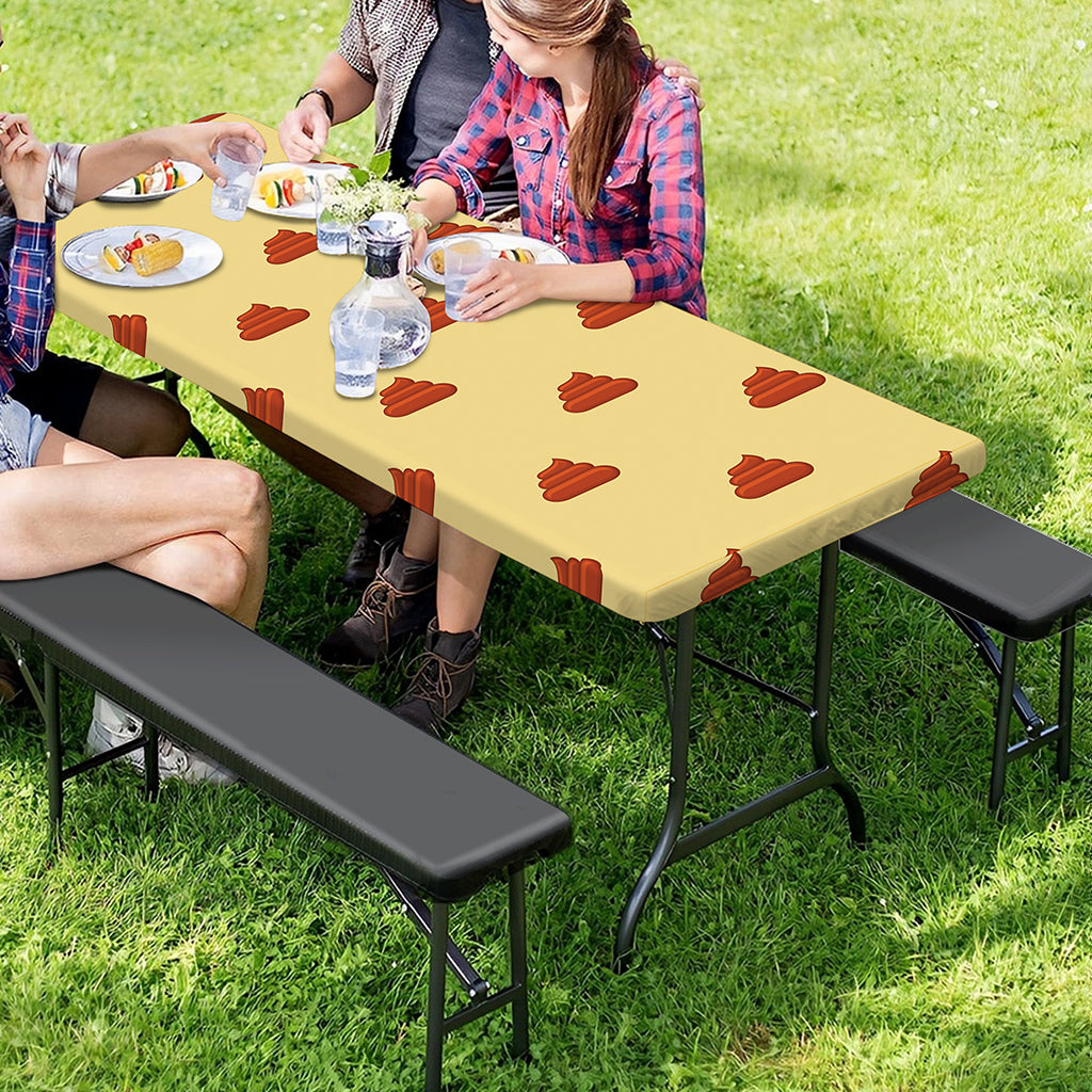 Brown Poop Pattern Print Picnic Table Cover