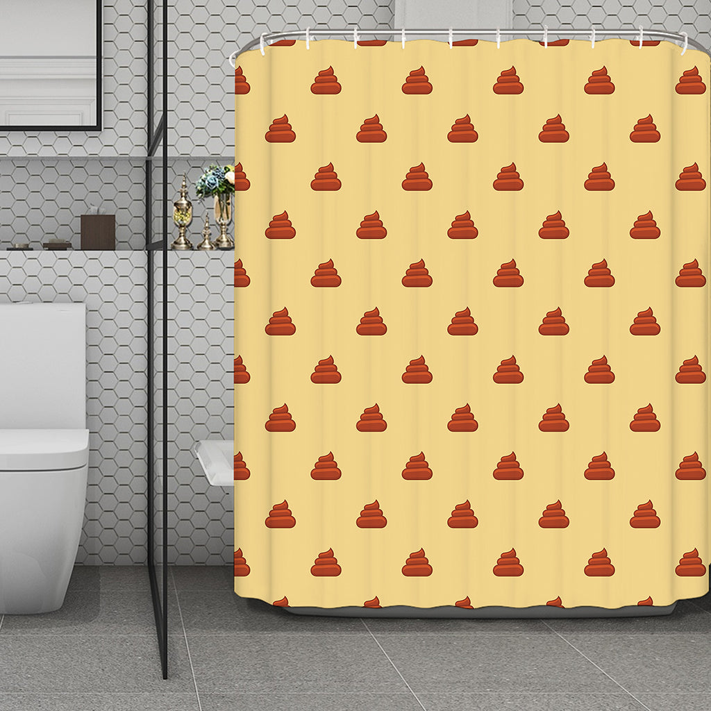 Brown Poop Pattern Print Polyester Shower Curtain