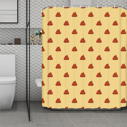 Brown Poop Pattern Print Polyester Shower Curtain