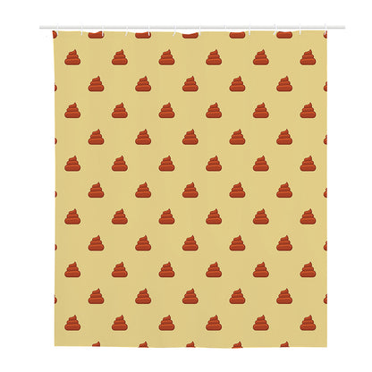 Brown Poop Pattern Print Polyester Shower Curtain