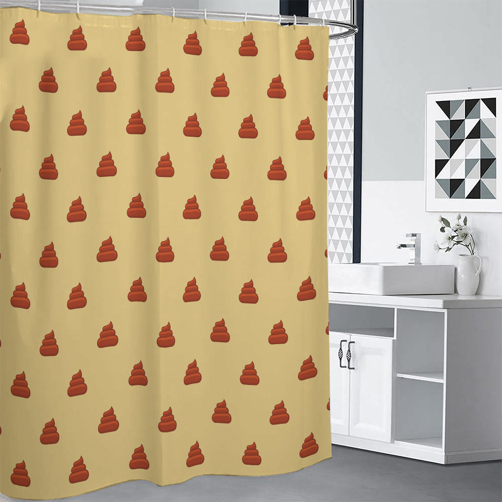 Brown Poop Pattern Print Premium Shower Curtain