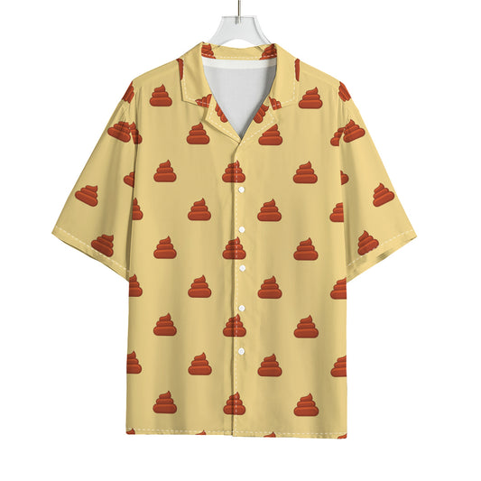 Brown Poop Pattern Print Rayon Hawaiian Shirt
