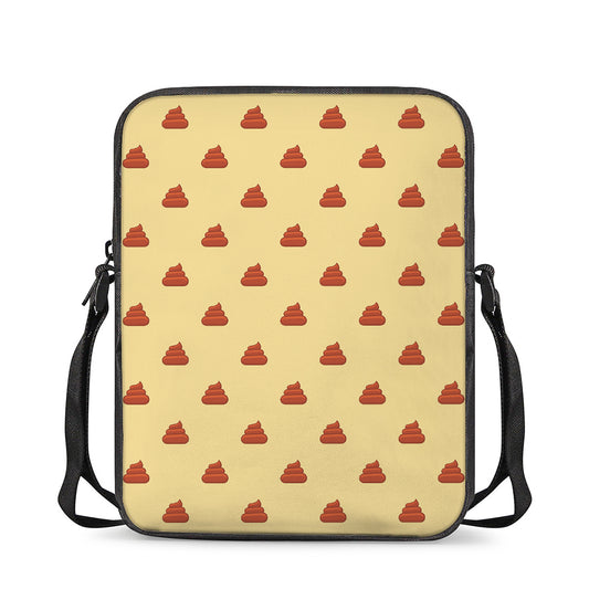 Brown Poop Pattern Print Rectangular Crossbody Bag