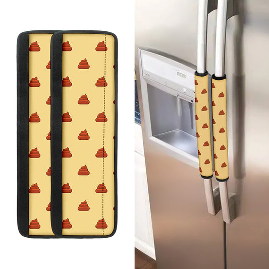 Brown Poop Pattern Print Refrigerator Handle Covers