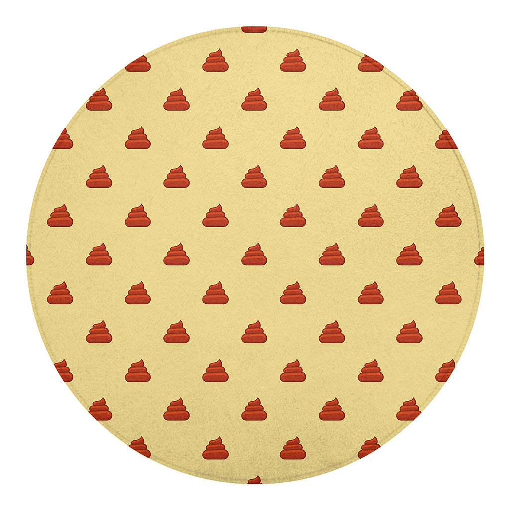Brown Poop Pattern Print Round Blanket