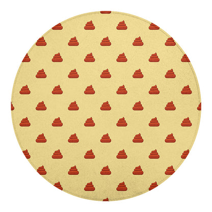 Brown Poop Pattern Print Round Blanket