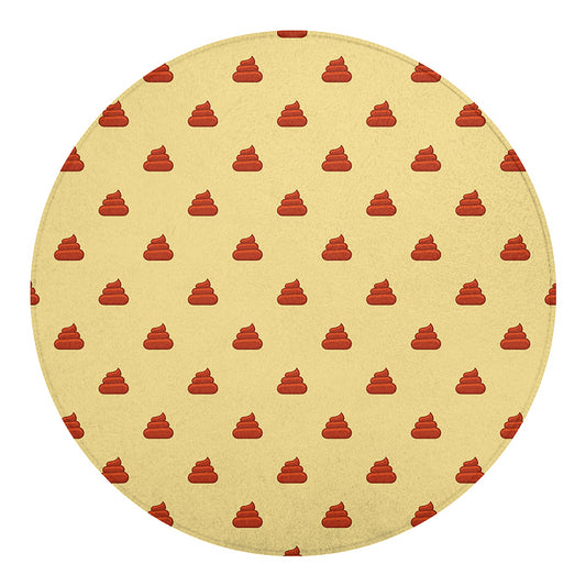 Brown Poop Pattern Print Round Blanket