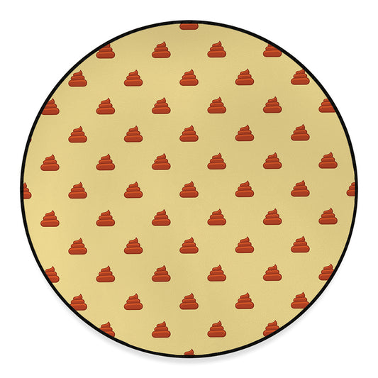 Brown Poop Pattern Print Round Floor Mat