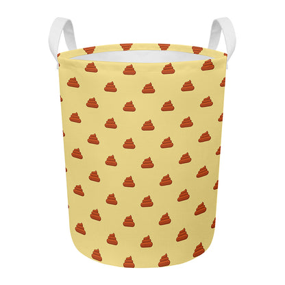 Brown Poop Pattern Print Round Laundry Basket