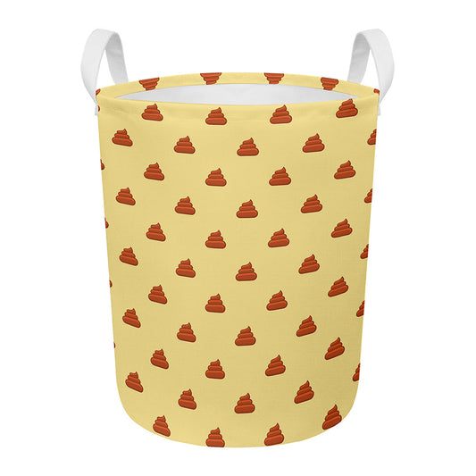 Brown Poop Pattern Print Round Laundry Basket