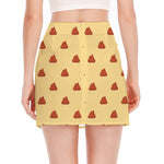 Brown Poop Pattern Print Side Slit Mini Skirt