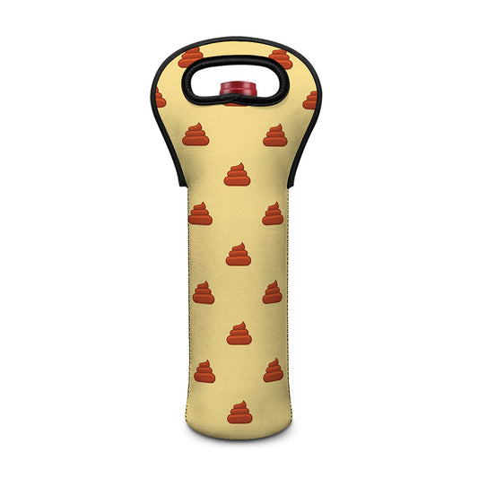 Brown Poop Pattern Print Single Neoprene Wine Tote