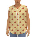 Brown Poop Pattern Print Sleeveless Baseball Jersey