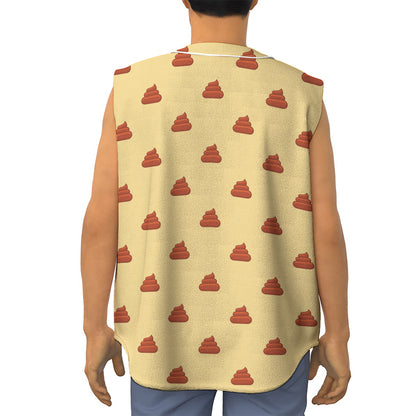 Brown Poop Pattern Print Sleeveless Baseball Jersey