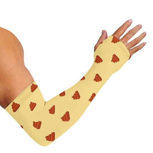 Brown Poop Pattern Print Sun Protection Arm Sleeves